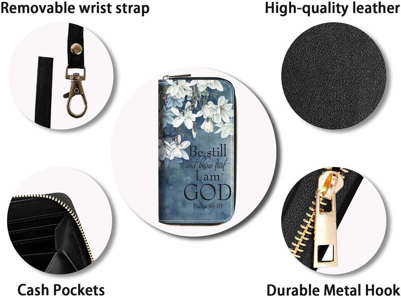 FQTBCEARI Hummingbird Flower Print Women Large Capacity Wallet PU Leather Zipper Clutch Purse for Smart Phone/Card/Coin/Cash - Image 4